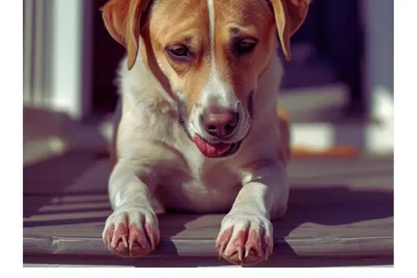 Cachorro com irritação nas patas causada por alergia