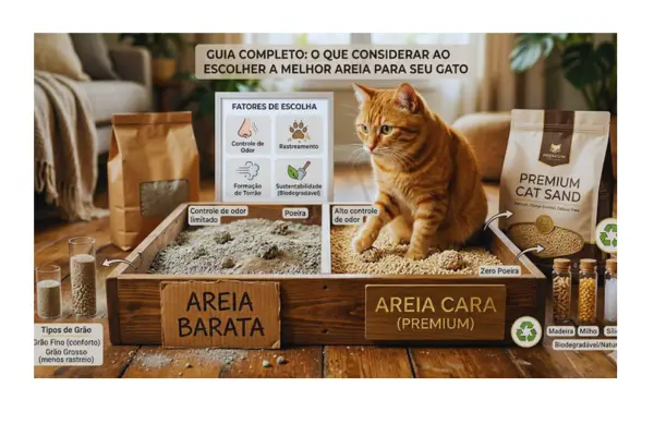 O que considerar ao escolher a melhor areia para gato