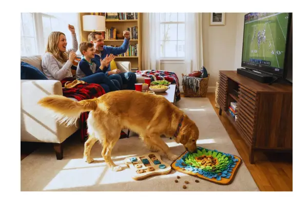 Brinquedos interativos e tapete olfativo para pets