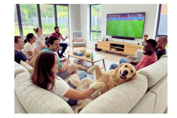 cachorro demonstrando segurança e felicidade mesmo com barulho