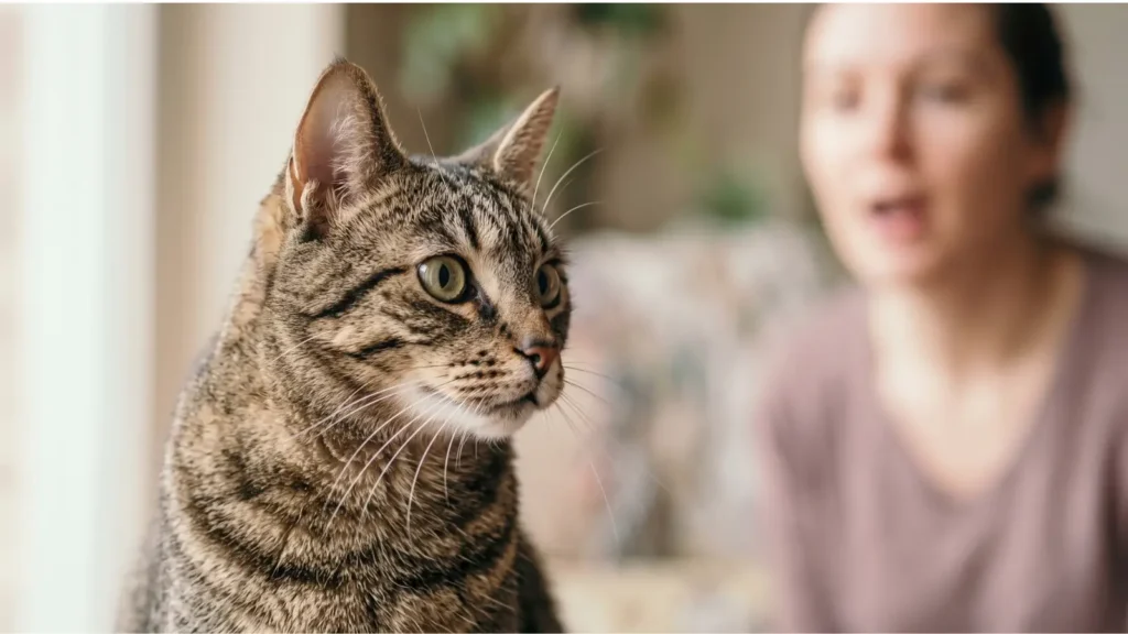 Gato vira a orelha ao ser chamado pelo nome