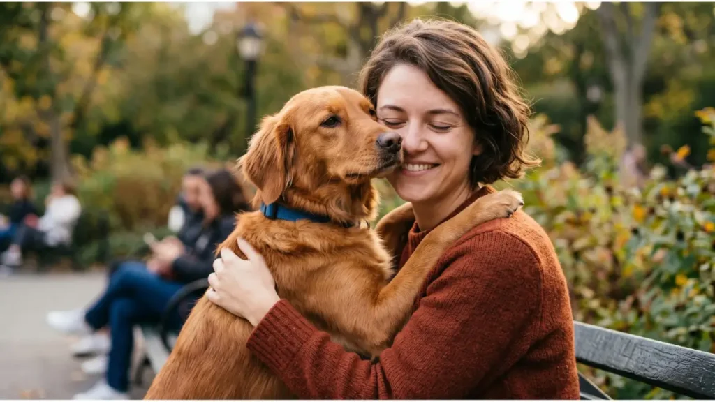 Tutora abraçando o cachorro, exemplo de como ter um pet é um vínculo antigo
