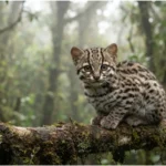 Escondido por 100 Anos: o Gato Selvagem Menor que o Seu Gato de Casa — e um Brasileiro Liderou a Descoberta Ilustração da nova espécie de gato Leopardus tilcayo em floresta nublada da Bolívia