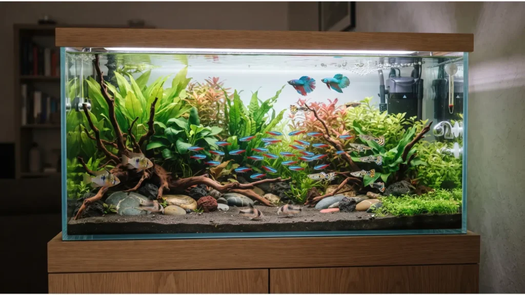 Peixes para iniciantes em um aquário de água doce