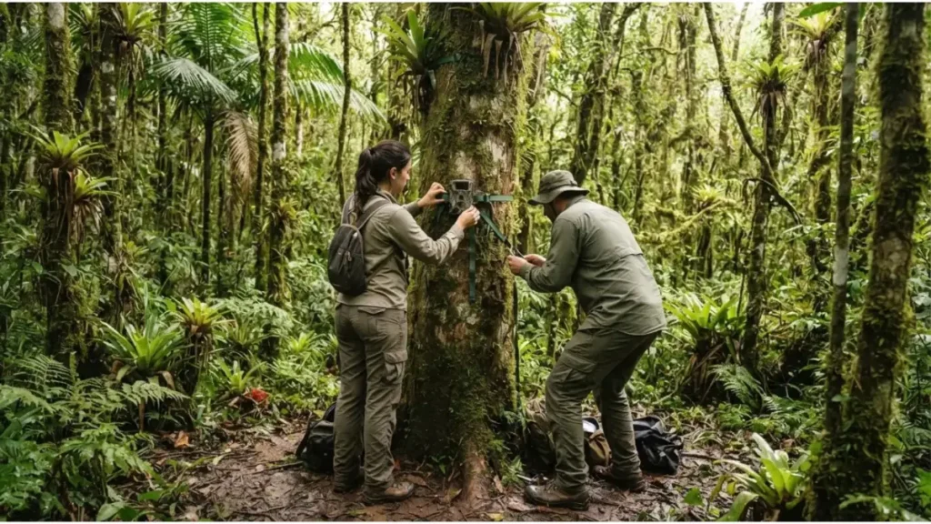 Pesquisadores instalam armadilha fotográfica para estudar a nova espécie de gato